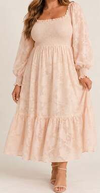 PINUP FASHION Plus Size Dress Long Sleeve Floral Smocked Tiered 20W NWT